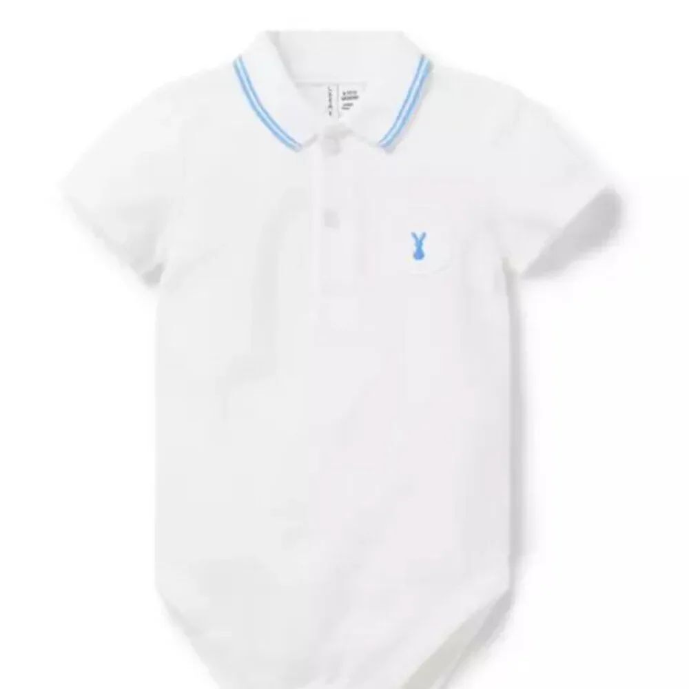 Janie and Jack 100048698 Baby Bunny Pique Polo Bodysuit NWT